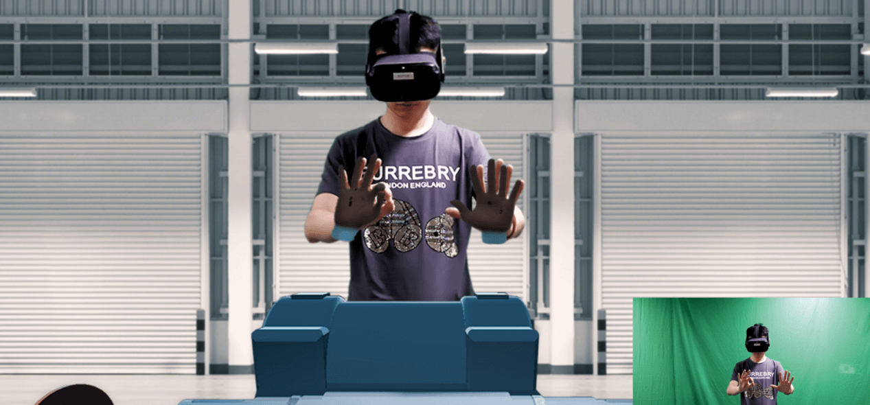 手势识别交互结合绿幕录播的效果